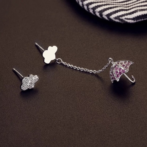 Jewelry - Asymmetrical Umbrella Cloud Sterling Silver Stud